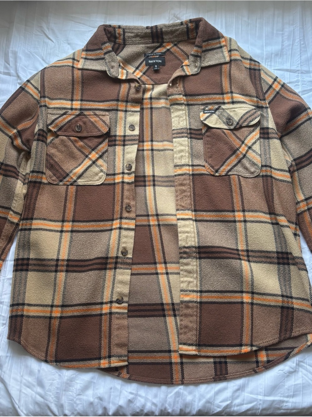 Brixton Brown Tan Plaid Button-Up Shirt